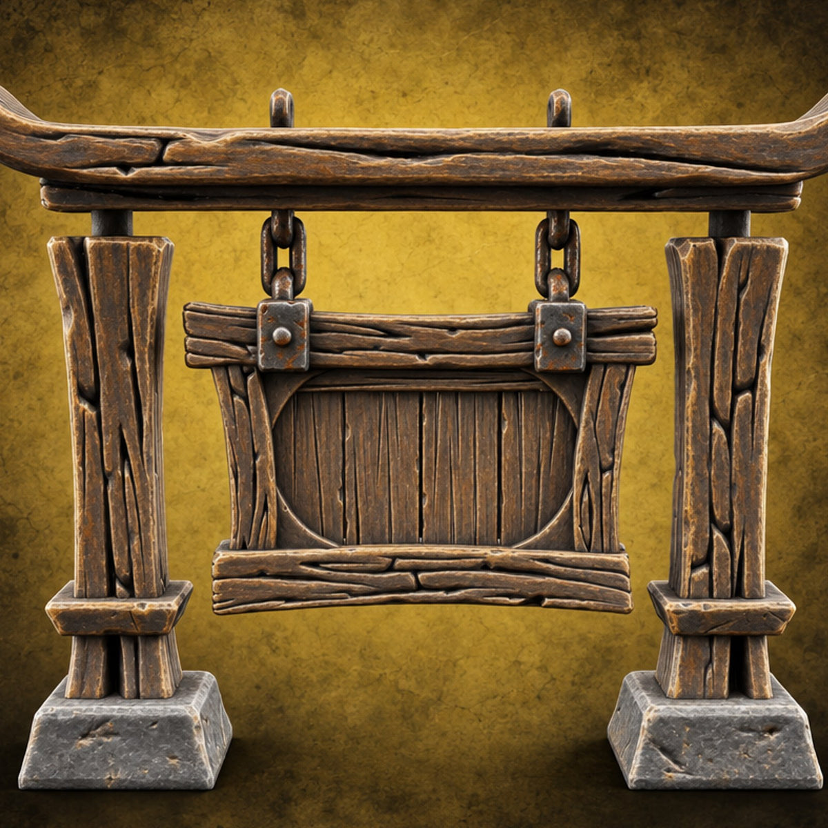Hay Cart Left Mid-Lane Wooden Town Street Scenery D — painted concept preview (terrain supplied unpainted)