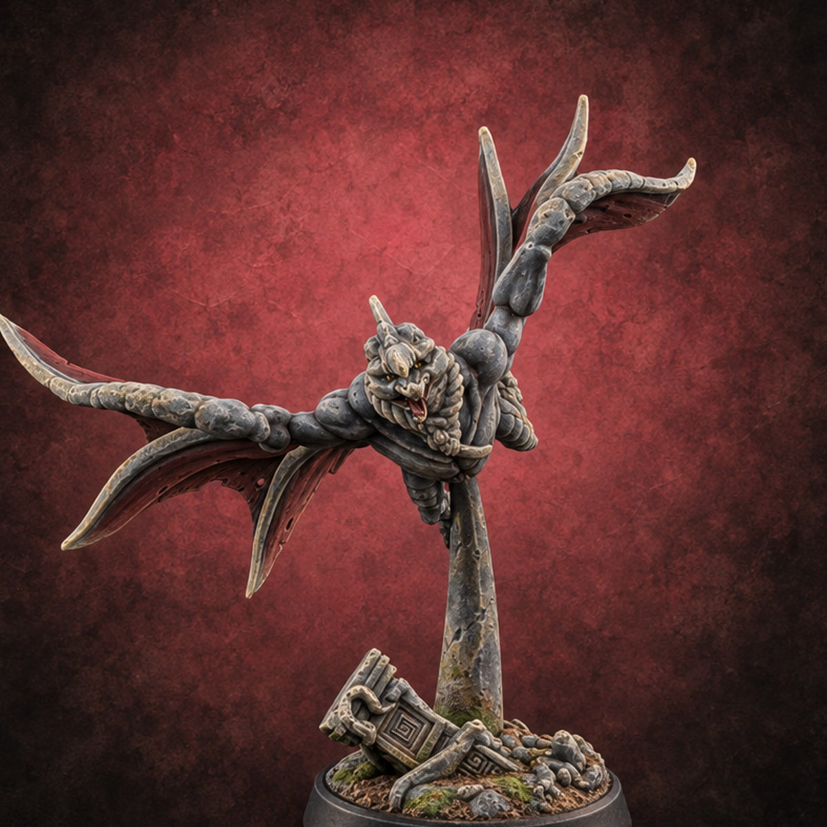 Shrieks Over Broken Shrine Gargoyle Winged Predator C — painted concept preview (miniature supplied unpainted)