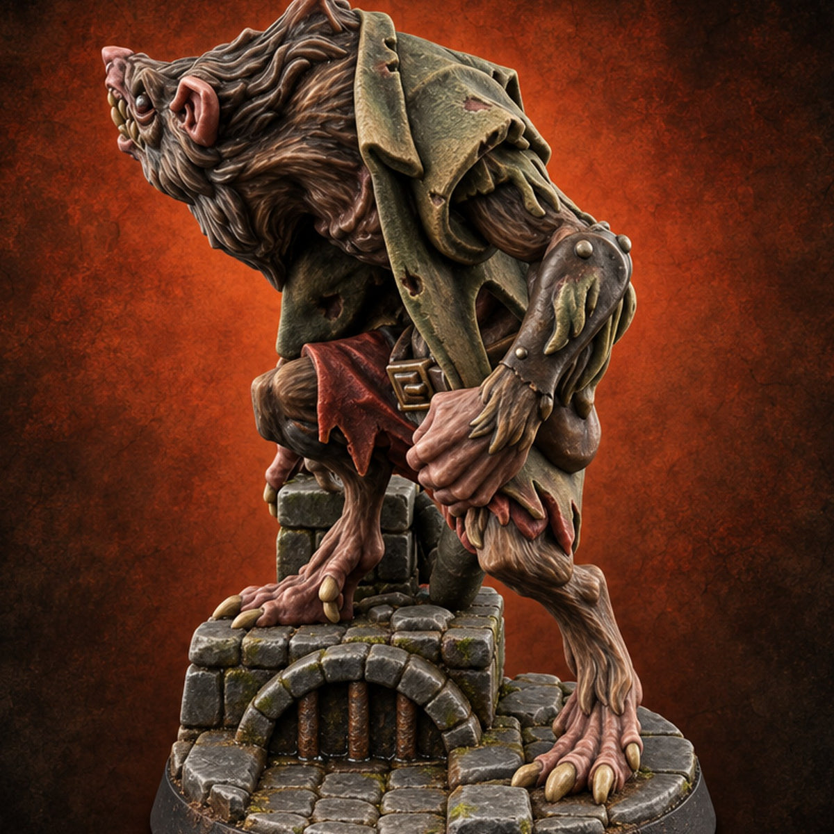 Gnawing on Grudges Ratfolk Warrior D — painted concept preview (miniature supplied unpainted)