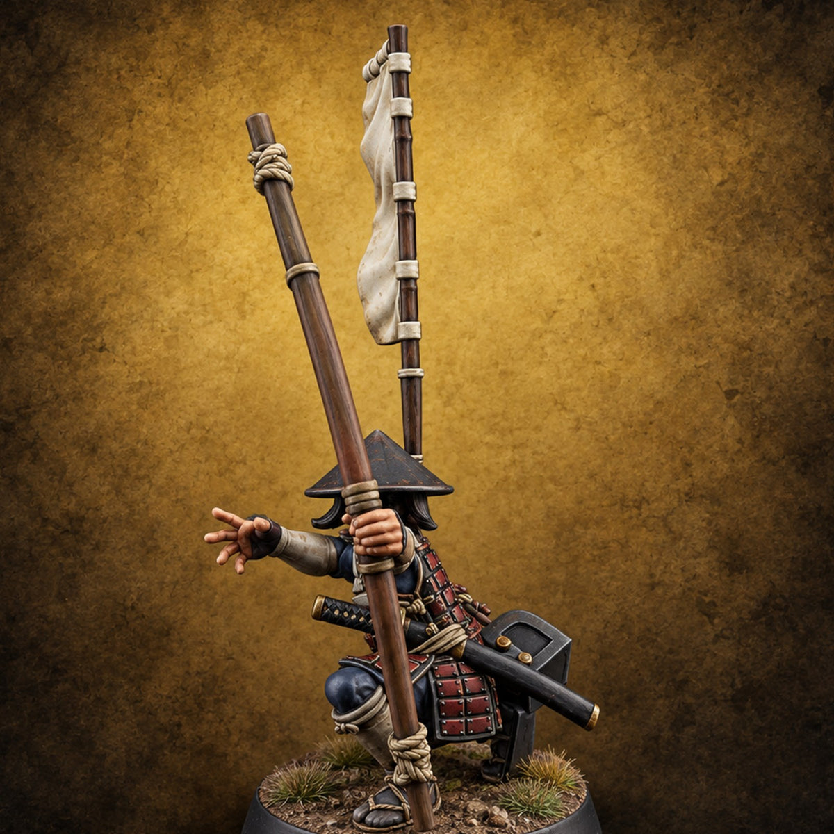 Thwanging Human Ashigaru Archer A — painted concept preview (miniature supplied unpainted)