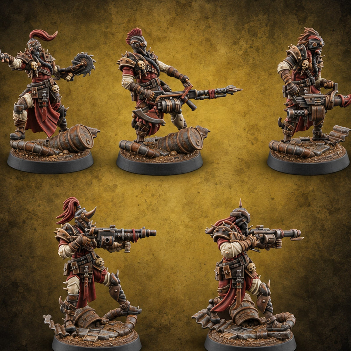 Rust Chapel Rabble Human Cultists — painted concept preview (miniature supplied unpainted)