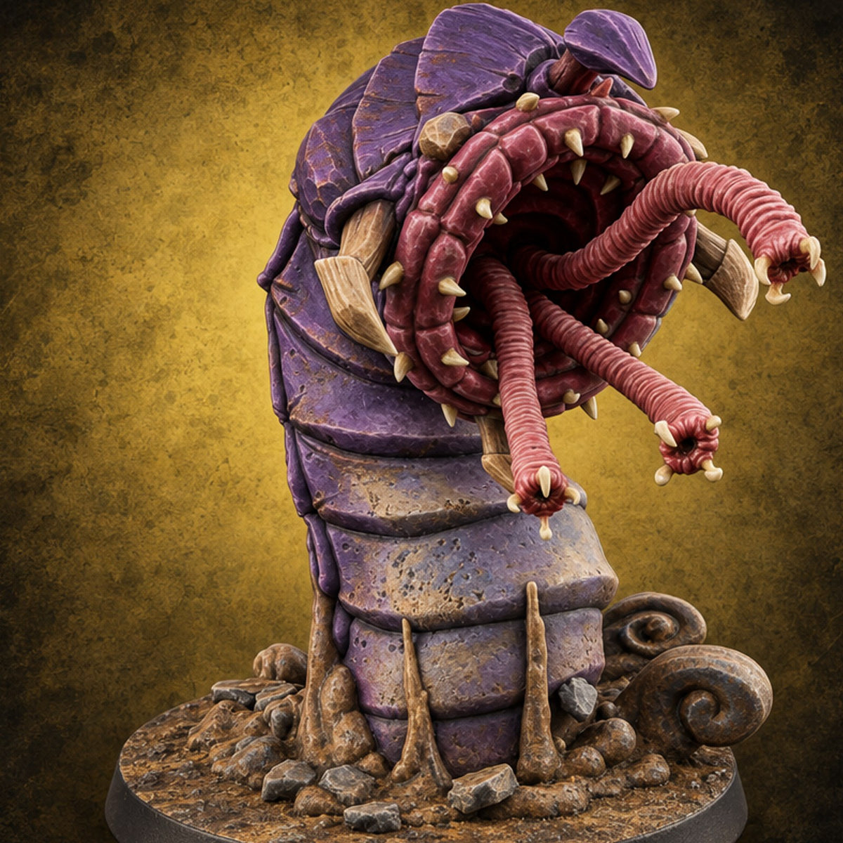 Tunnels Don't Dig Themselves Purple Worm Monster B — painted concept preview (miniature supplied unpainted)
