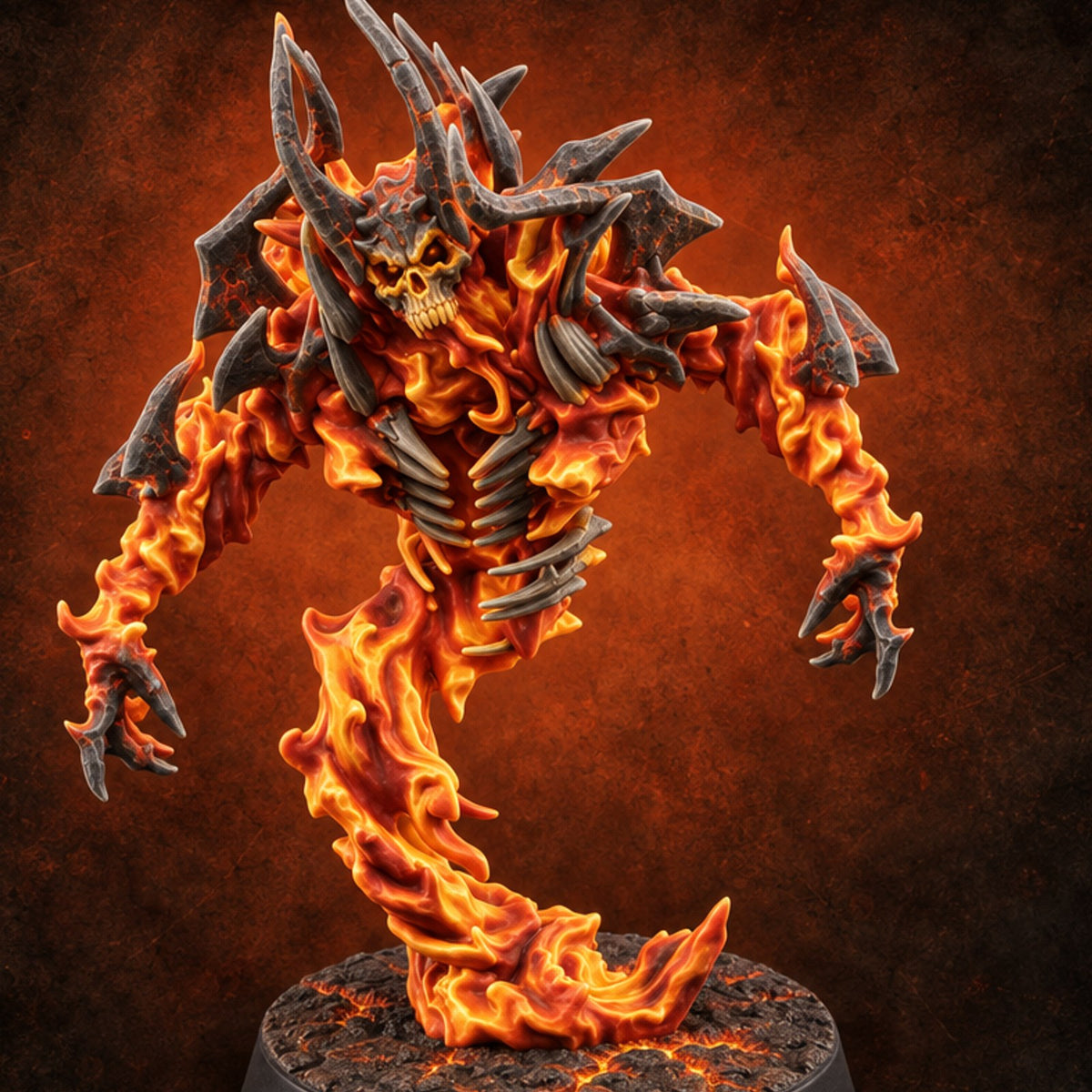 Burned Out and Bitter Fire Elemental B — painted concept preview (miniature supplied unpainted)