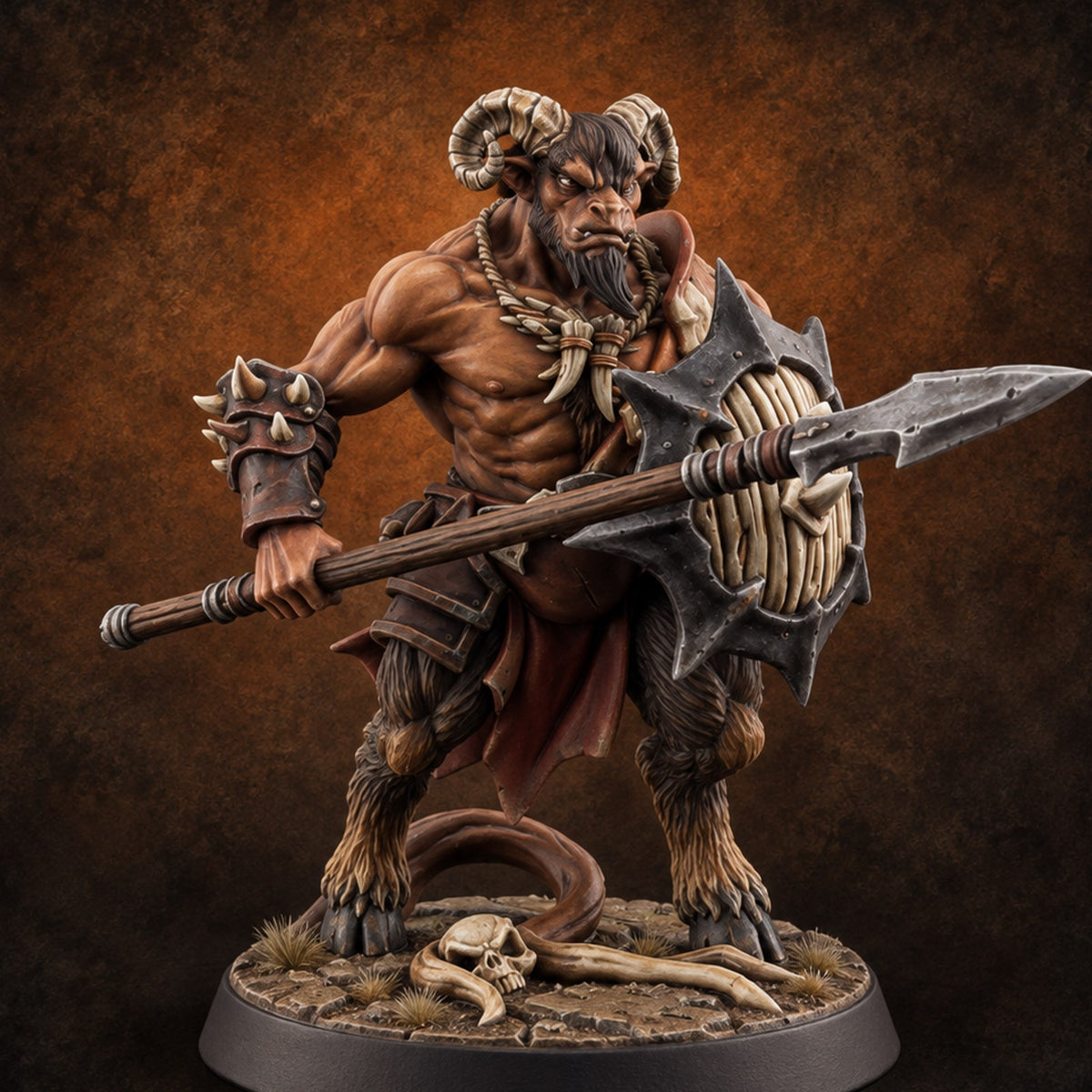 Mustered for the Raid Beastman Marauder E — painted concept preview (miniature supplied unpainted)