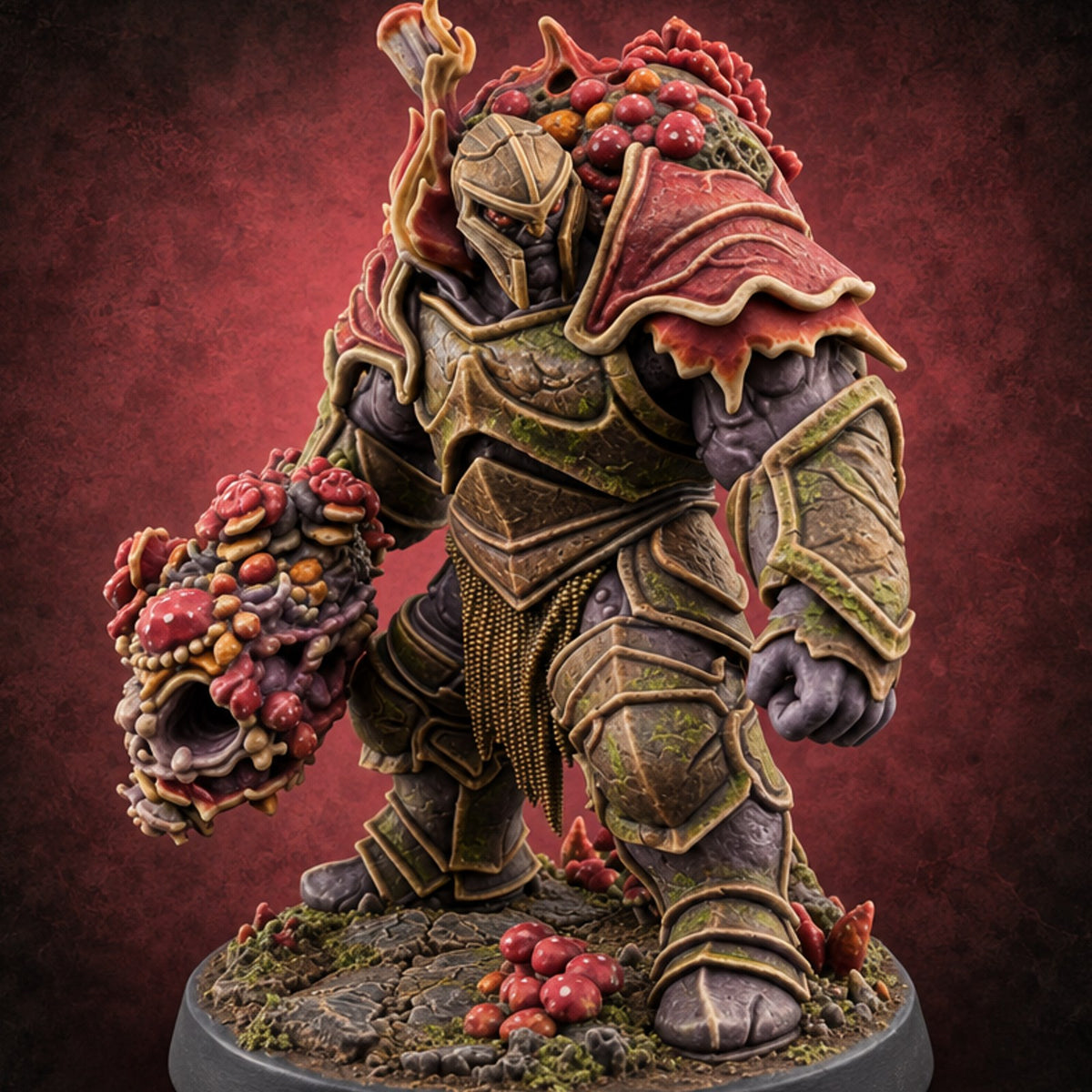 Bouquet of Bad News Myconid Armoured Brute — painted concept preview (miniature supplied unpainted)