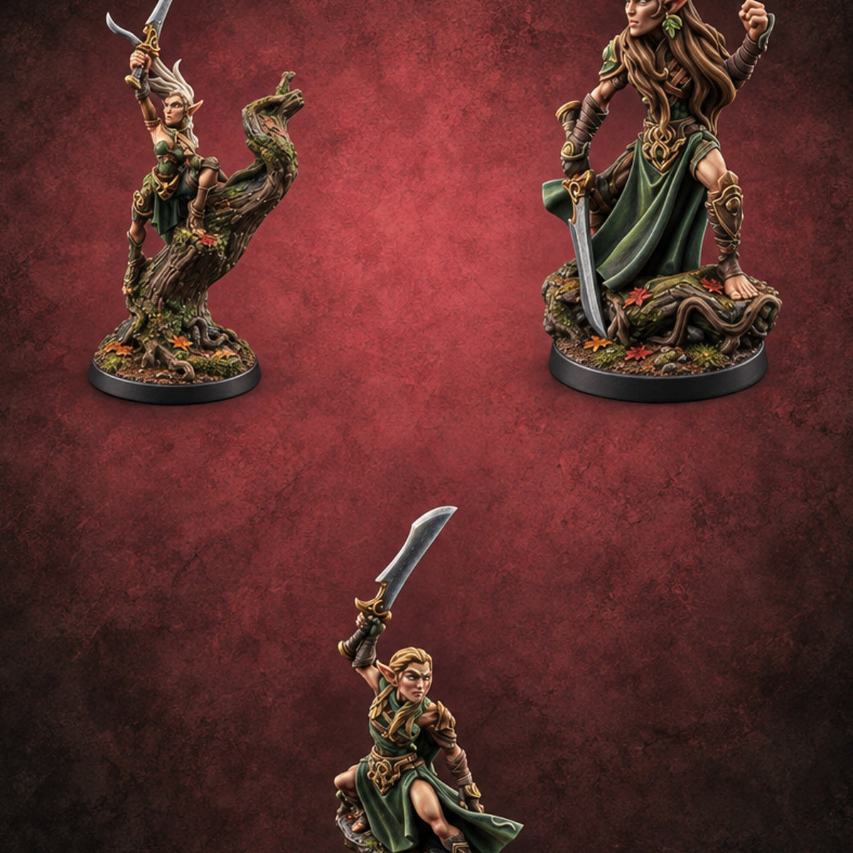 Sharp Ears, Sharper Tempers Wood Elf Warriors — painted concept preview (miniature supplied unpainted)