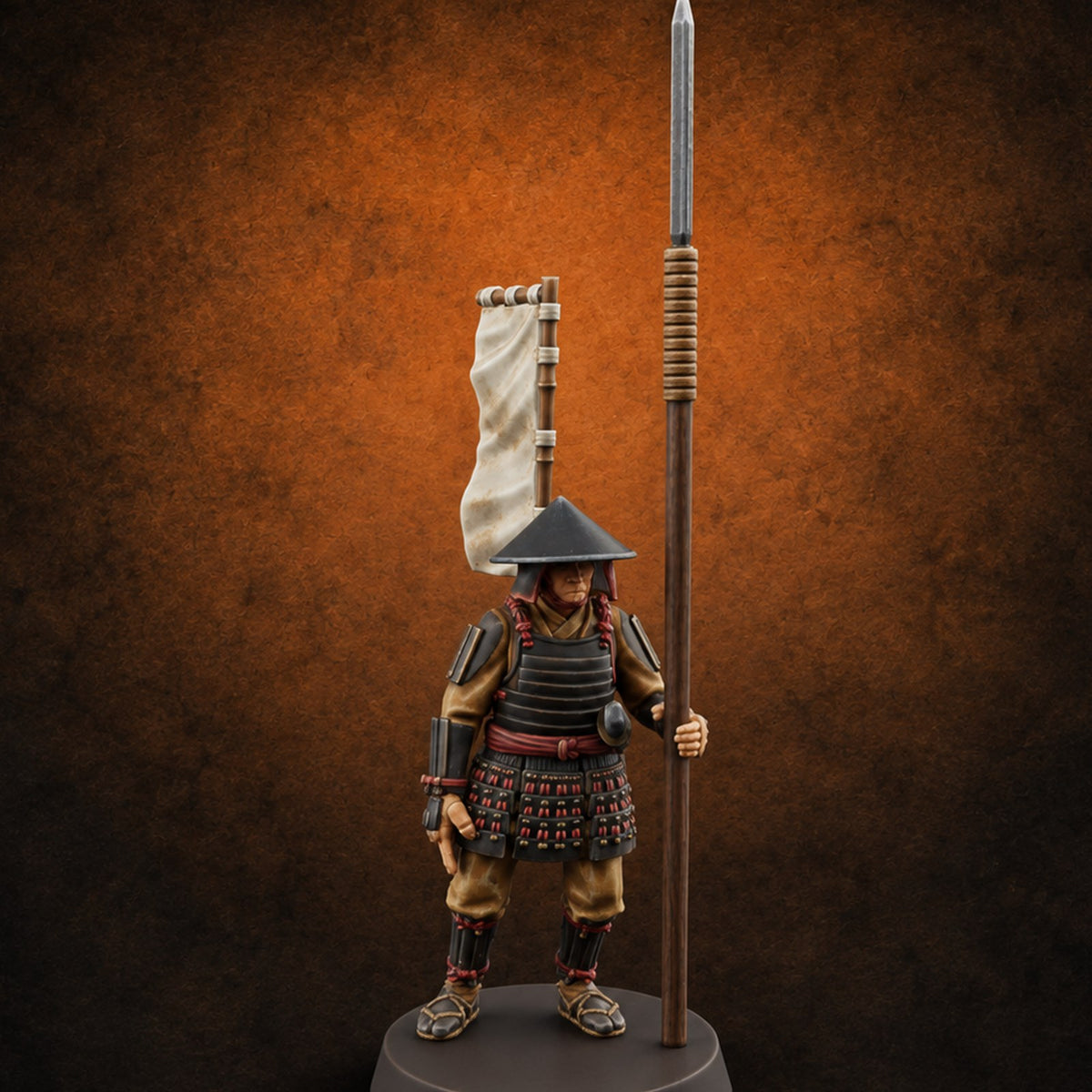 Standing Ready Human Ashigaru F — painted concept preview (miniature supplied unpainted)