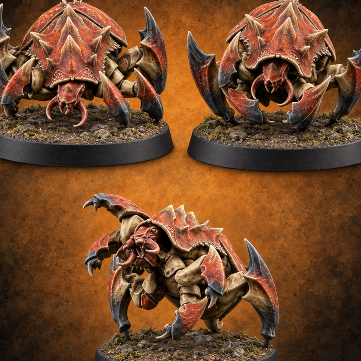 Nothing Under the Shell but Teeth Giant Crabs with Spiked Carapaces and Blade Legs — painted concept preview (miniature supplied unpainted)