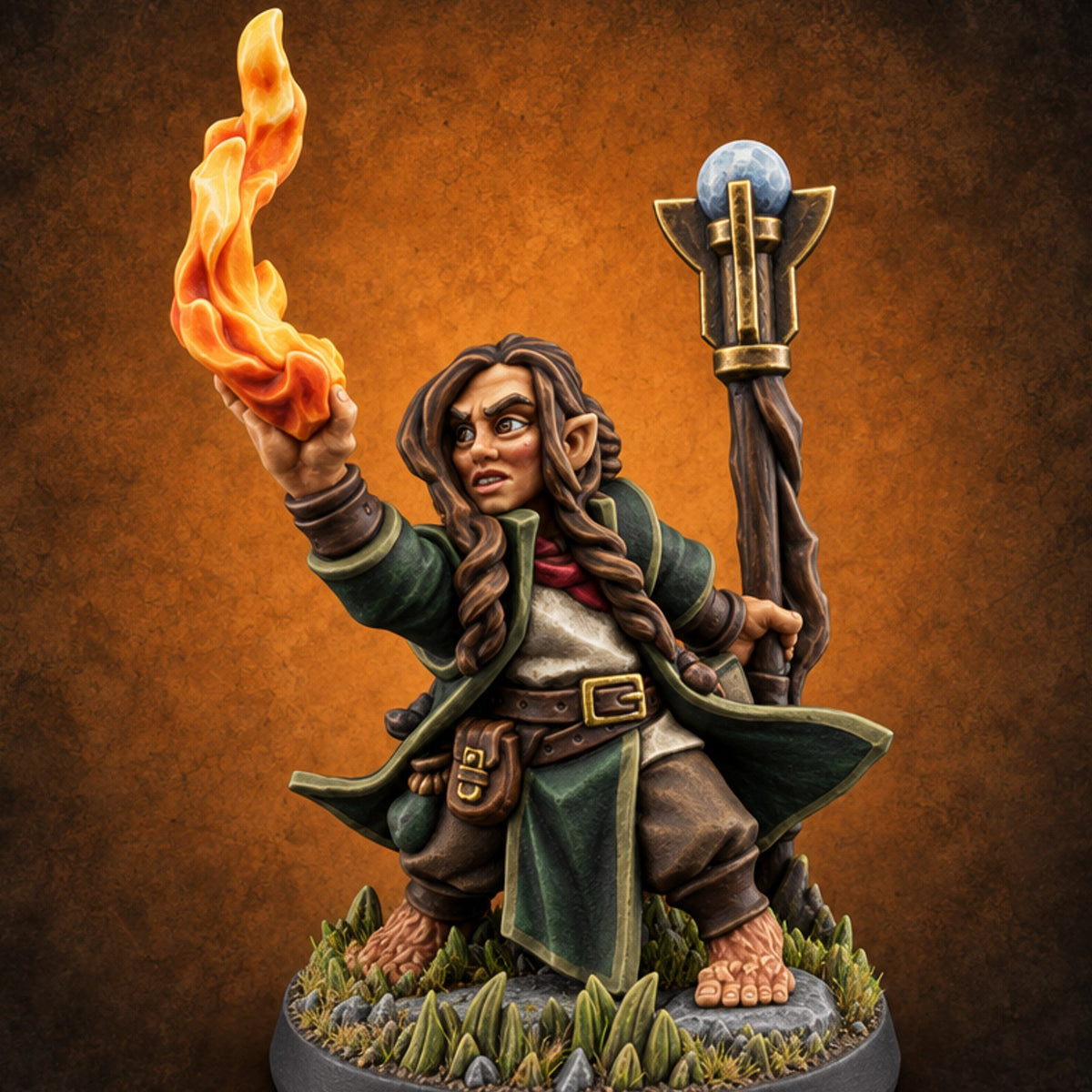 Second Helpings of Adventure Halfling Adventurer C — painted concept preview (miniature supplied unpainted)
