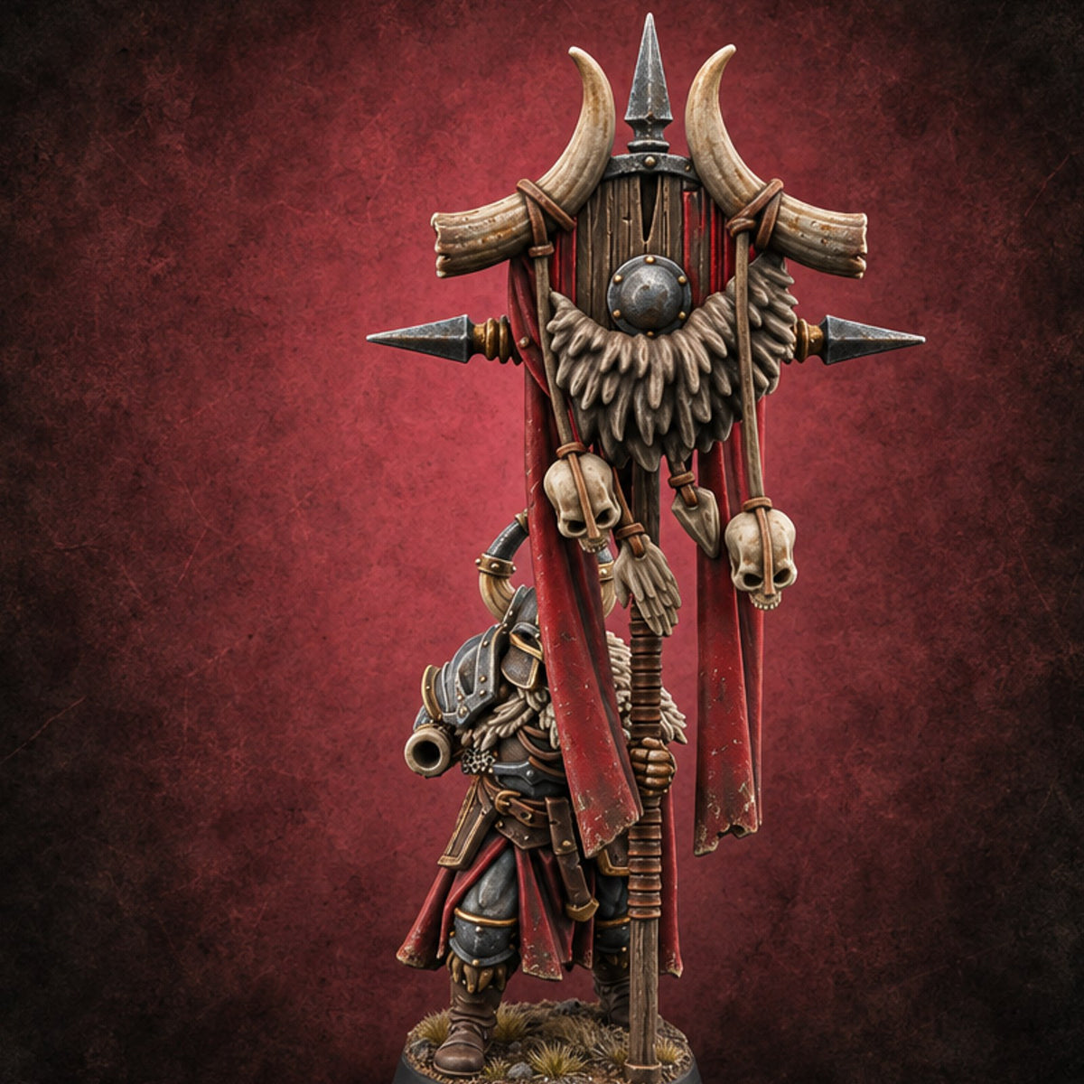 Shields Locked, Horns Lowered Human Huscarl Warrior I — painted concept preview (miniature supplied unpainted)