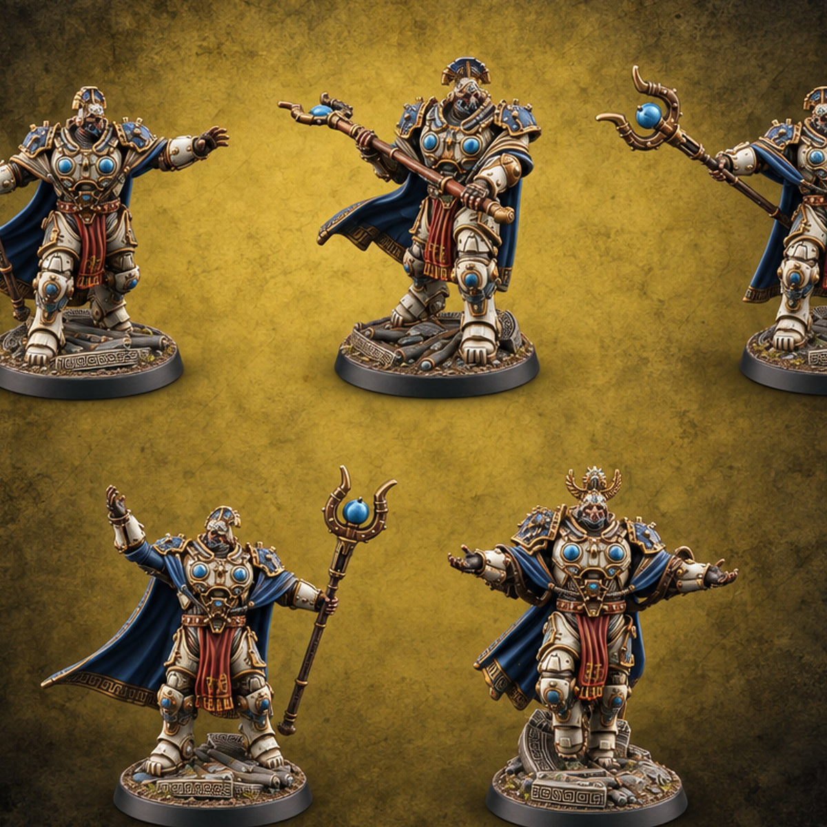 Hollow Faces, Full Quorum Human Battle Mages — painted concept preview (miniature supplied unpainted)