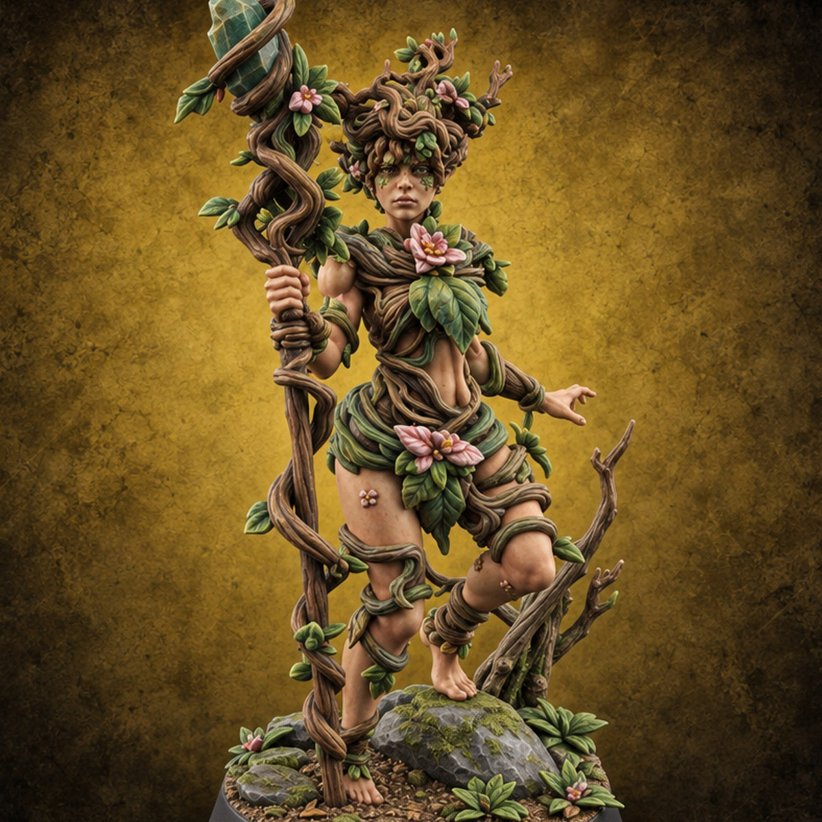 Spring Came Up Her Sleeves Dryad Nature Druid — painted concept preview (miniature supplied unpainted)