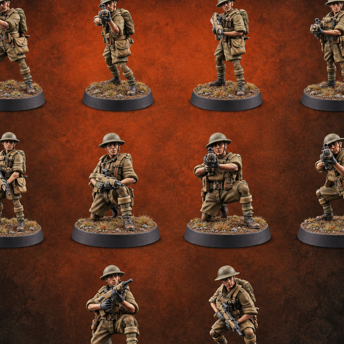 Sweeping the Perimeter Human Bullpup Riflemen — painted concept preview (miniature supplied unpainted)