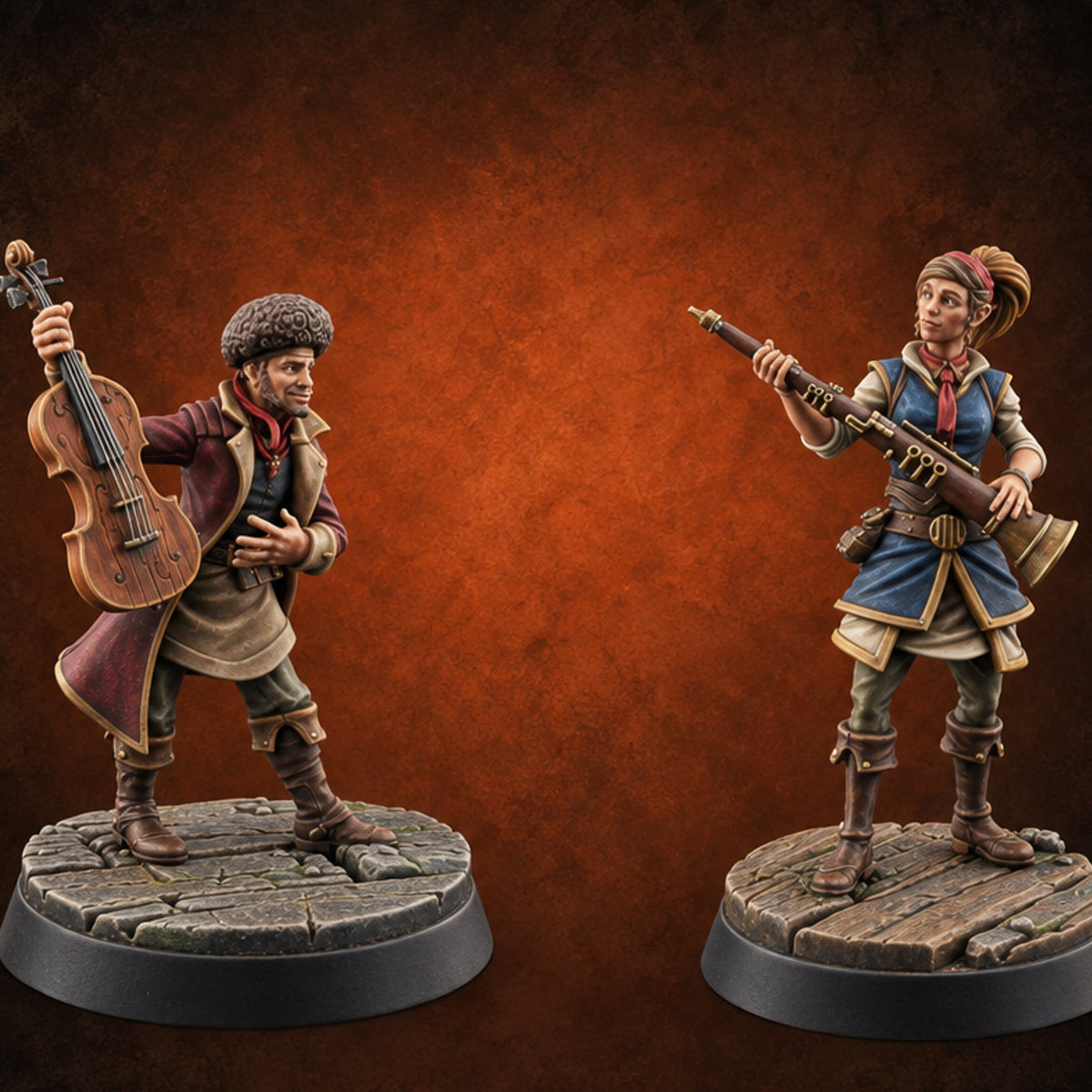 Sheet Music and Shop Floors Human Music Vendors — painted concept preview (miniature supplied unpainted)