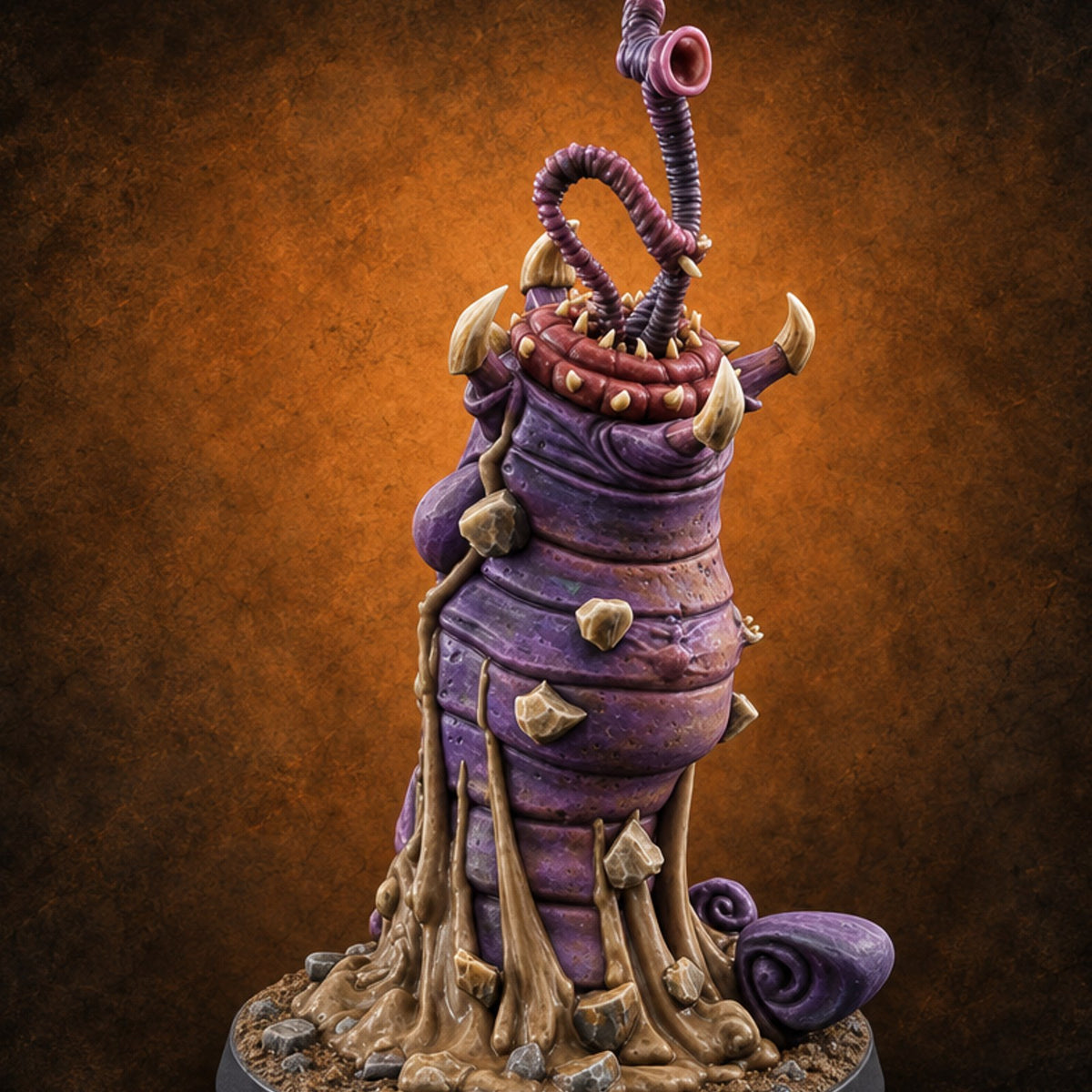 Tunnels Don't Dig Themselves Purple Worm Monster C — painted concept preview (miniature supplied unpainted)