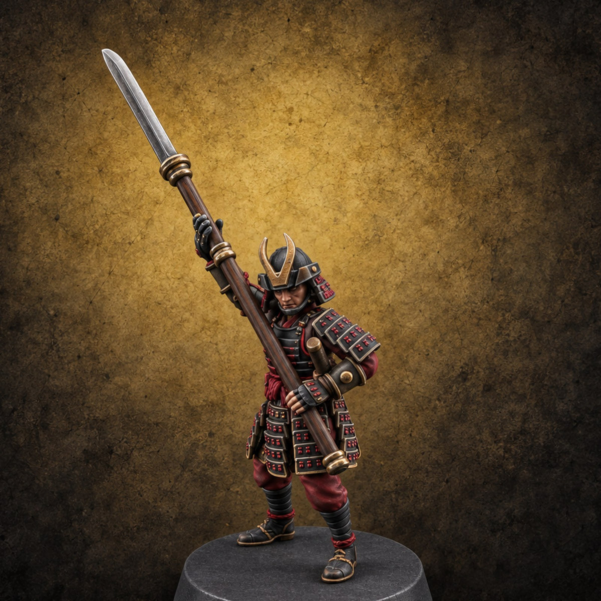 Sweeping the Deck Human Naginata Escort E — painted concept preview (miniature supplied unpainted)