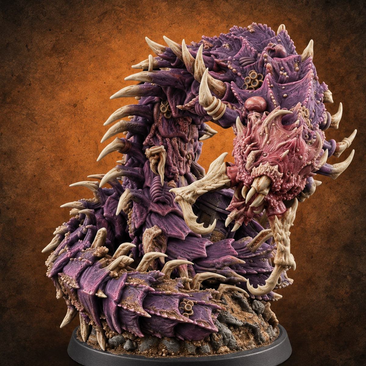 Bursting from Below Purple Worm C Miniature for Dungeons and Dragons, Pathfinder or other TTRPGs