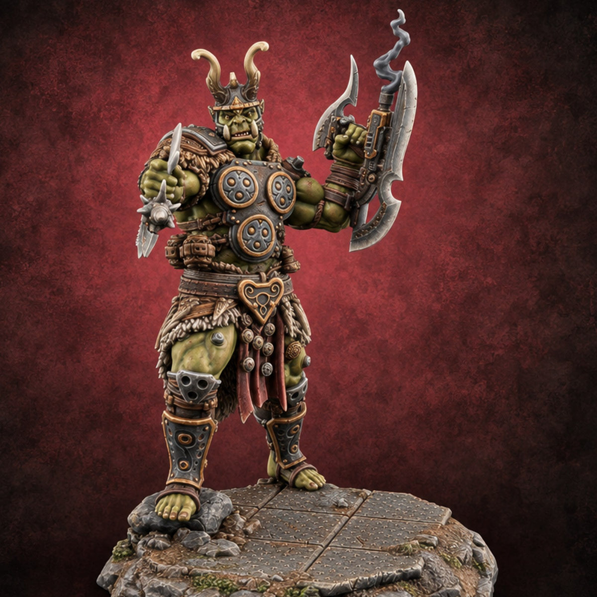 Fur Kilts Orc Berserker C — painted concept preview (miniature supplied unpainted)