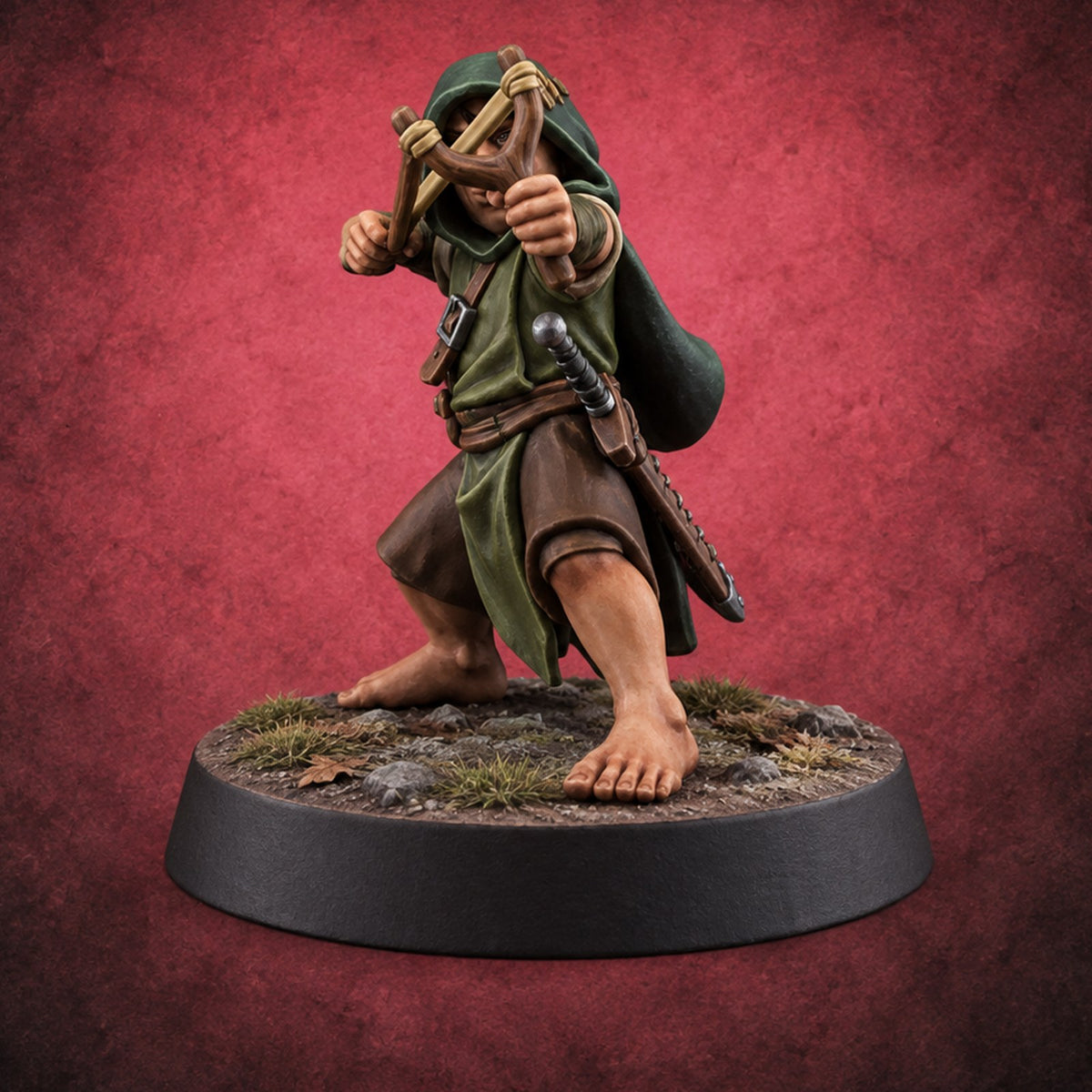 Small Steps, Certain Shots Halfling Hunter B — painted concept preview (miniature supplied unpainted)