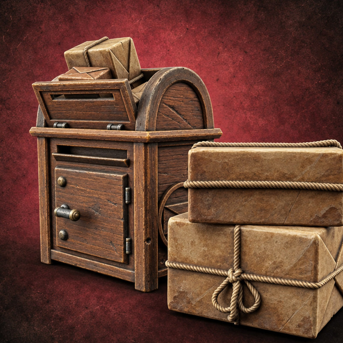 Return to Sender Wooden Post Office Furniture C — painted concept preview (terrain supplied unpainted)