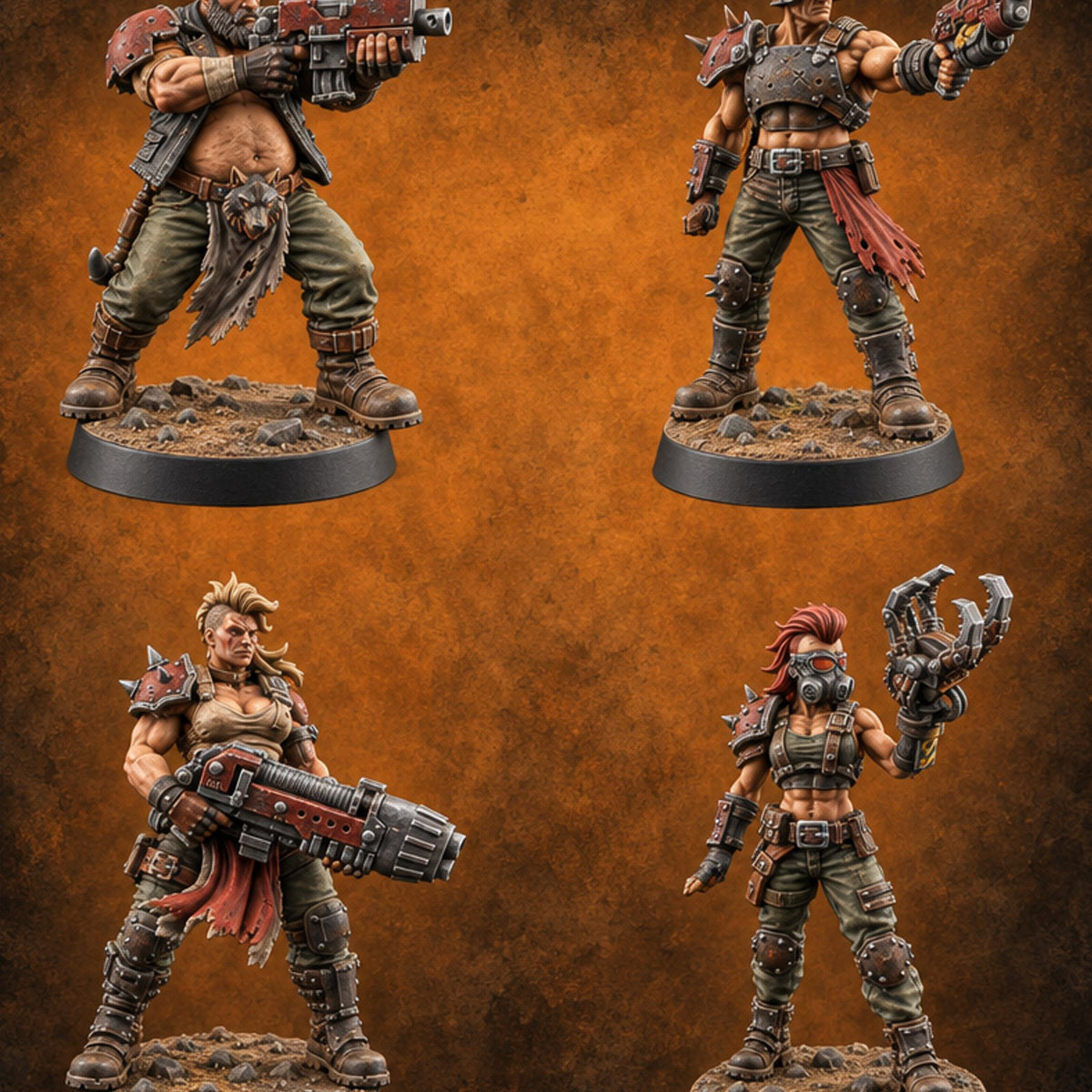 Hard to Follow Human Raider Pack Leaders — painted concept preview (miniature supplied unpainted)