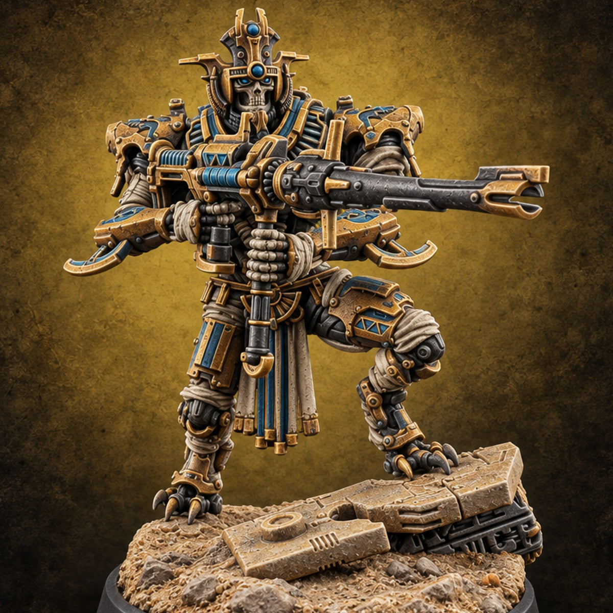 Pharaoh's Honour Guard Reports for Duty Mummy Cybernetic Warrior B — painted concept preview (miniature supplied unpainted)