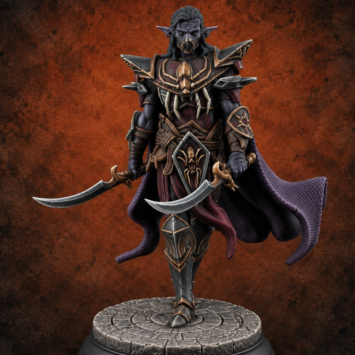 The Web Draws Tight Elite Drow Soldier C — painted concept preview (miniature supplied unpainted)