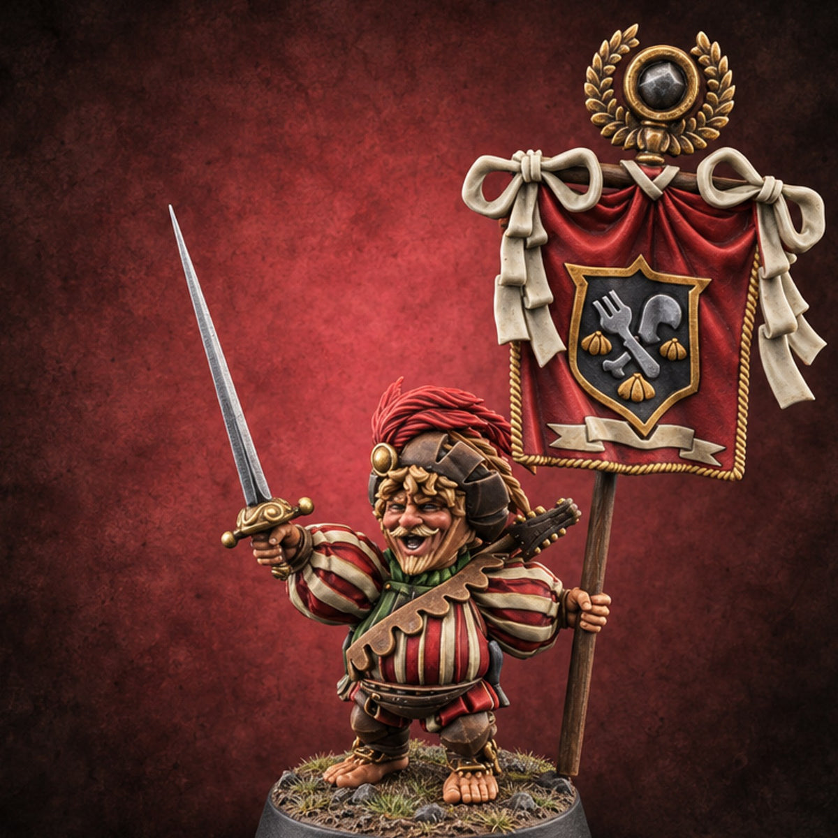 Last One Standing Gets the Banner Halfling Champion — painted concept preview (miniature supplied unpainted)