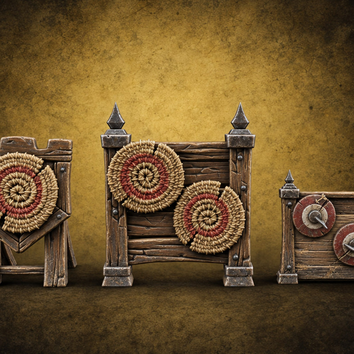 Tilt Yard Trimmings Wooden Jousting Tournament Terrain F — painted concept preview (terrain supplied unpainted)