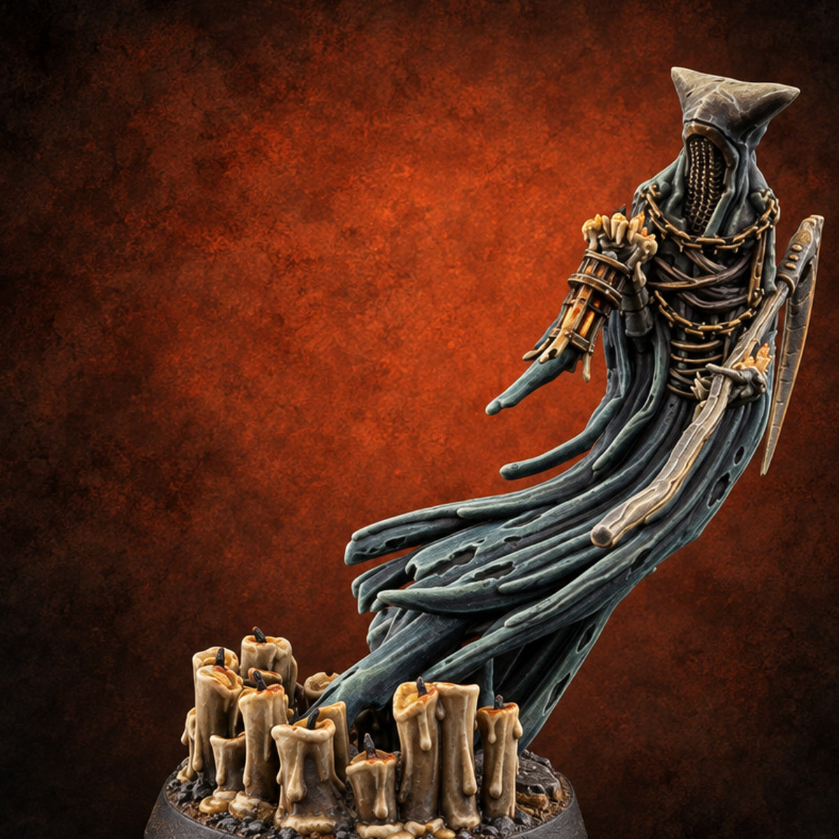 Snuffed Candles, Lit Lantern Wraith Scythe Reaper C — painted concept preview (miniature supplied unpainted)
