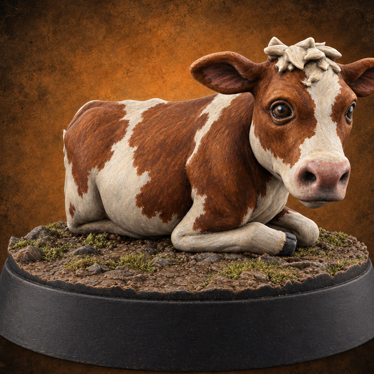 Bell Ringers and Bedtime Cow Farm Animal B — painted concept preview (miniature supplied unpainted)