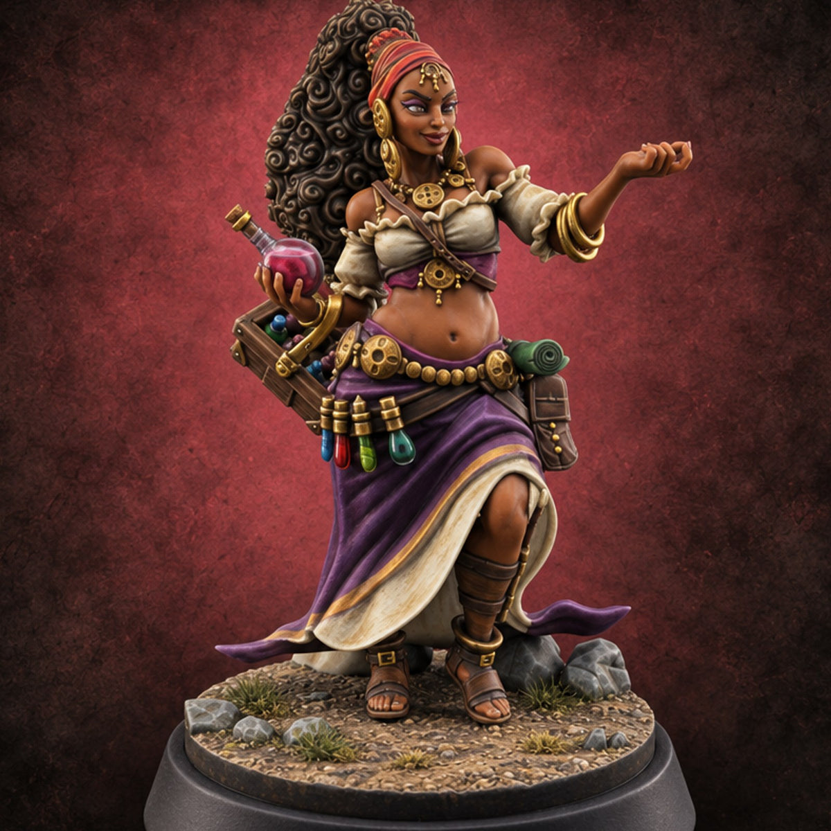 Satisfaction Mostly Guaranteed Potion Vendor A — painted concept preview (miniature supplied unpainted)
