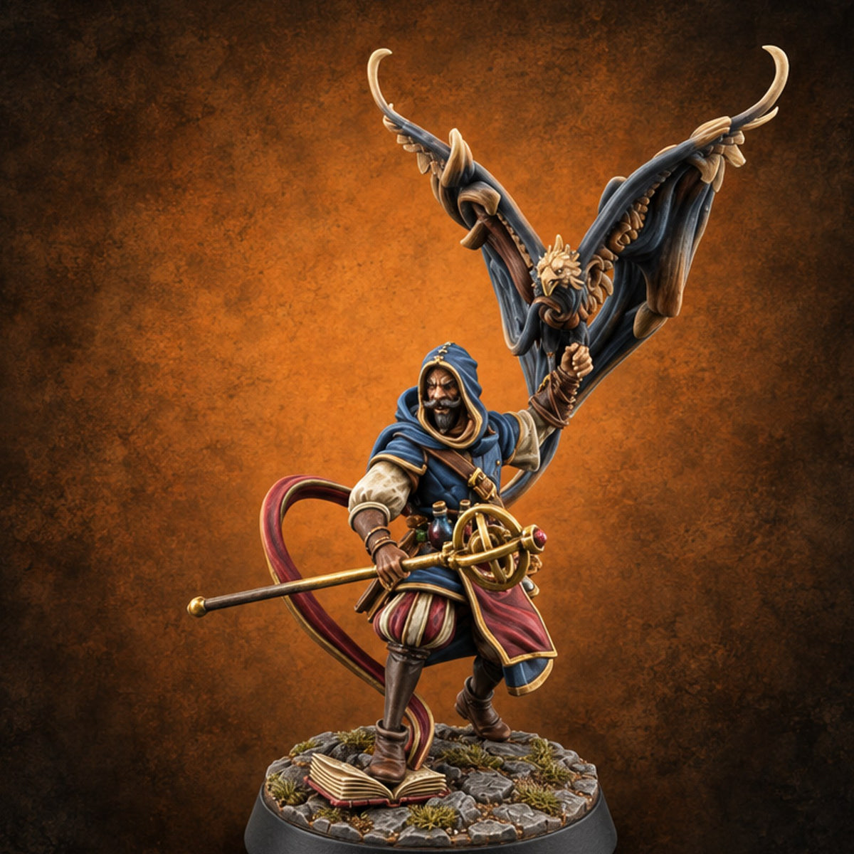 Caught Mid-Incantation, Page Still Open Human Summoner Mage — painted concept preview (miniature supplied unpainted)