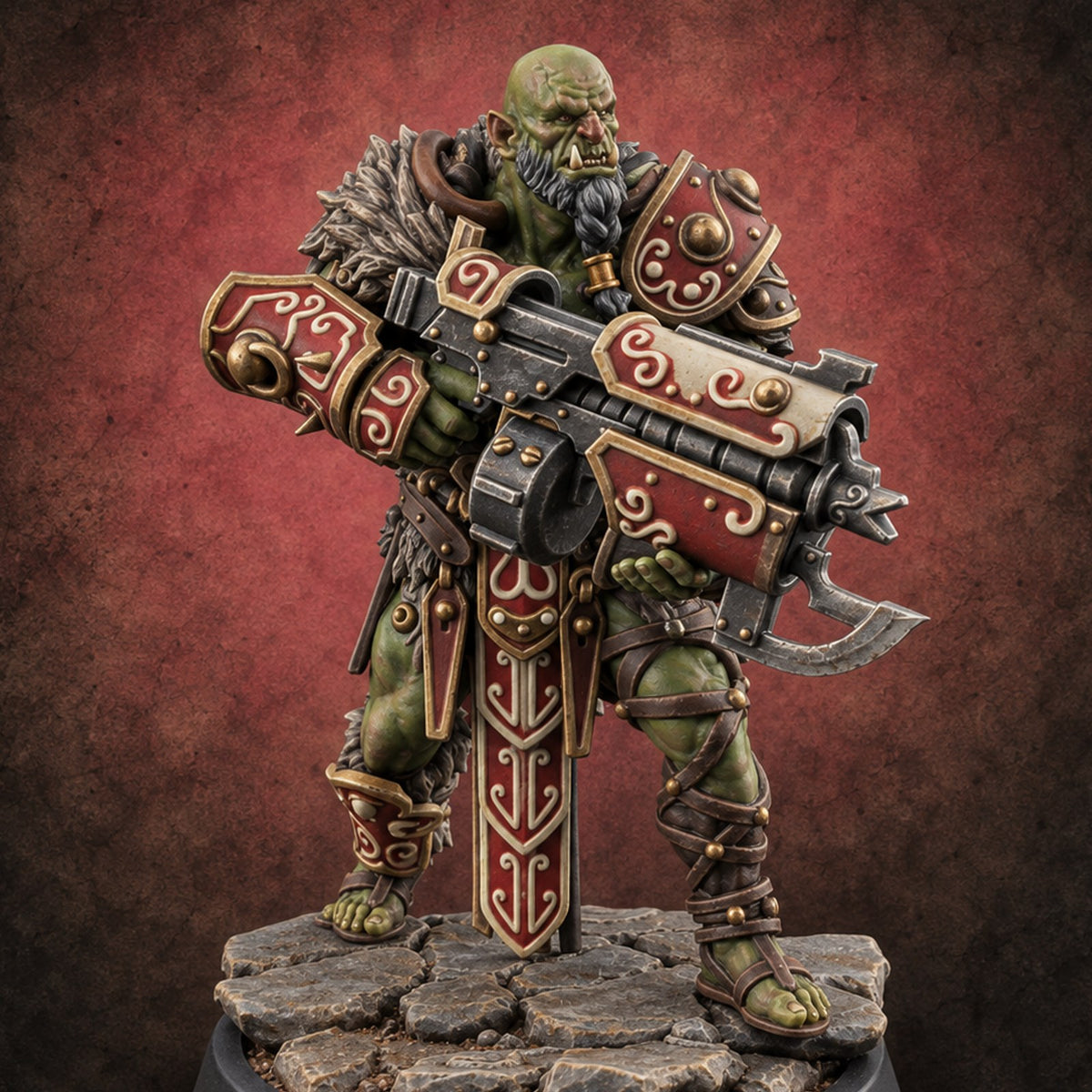 Old Runes, New Firepower Space Orc Heavy Warrior A — painted concept preview (miniature supplied unpainted)