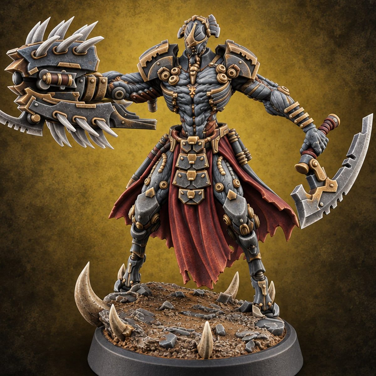 Cold Steel Chorus Warforged Blade Warrior A — painted concept preview (miniature supplied unpainted)