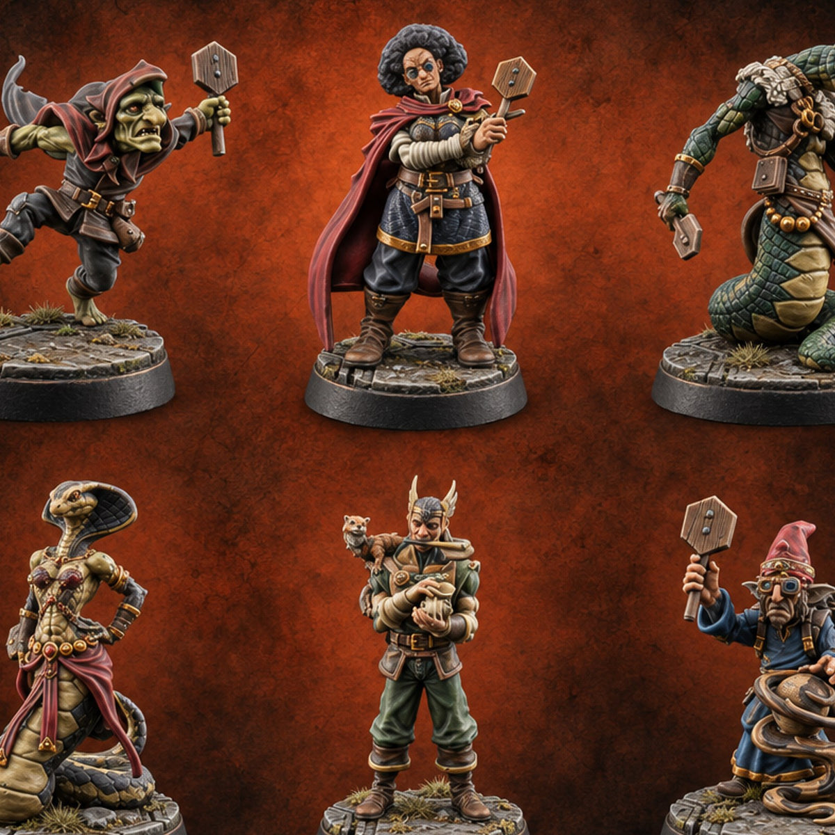 Everyone Wanted This Lot Human and Yuan-ti Auction Bidders — painted concept preview (miniature supplied unpainted)
