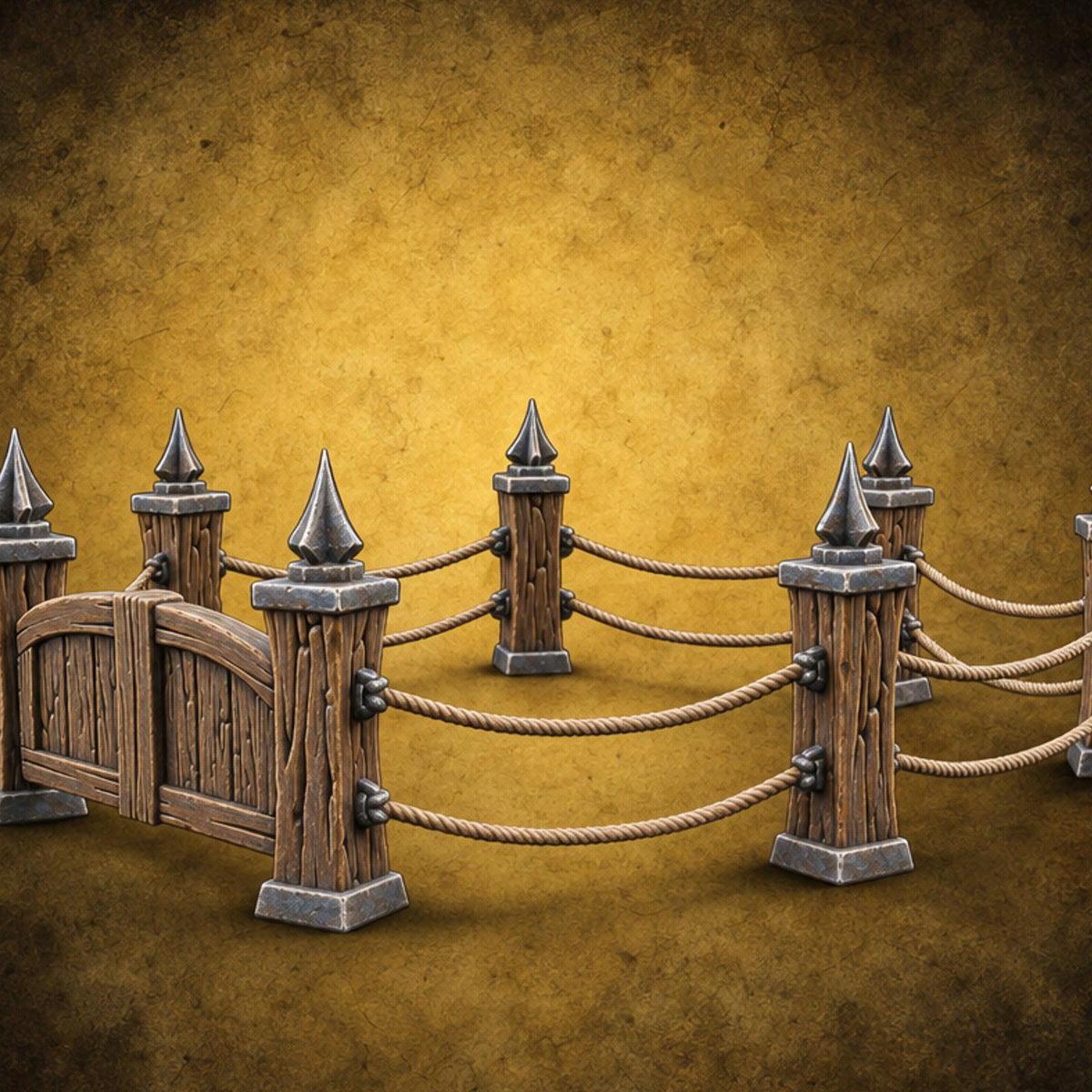 Tilt Yard Trimmings Wooden Jousting Tournament Terrain E — painted concept preview (terrain supplied unpainted)