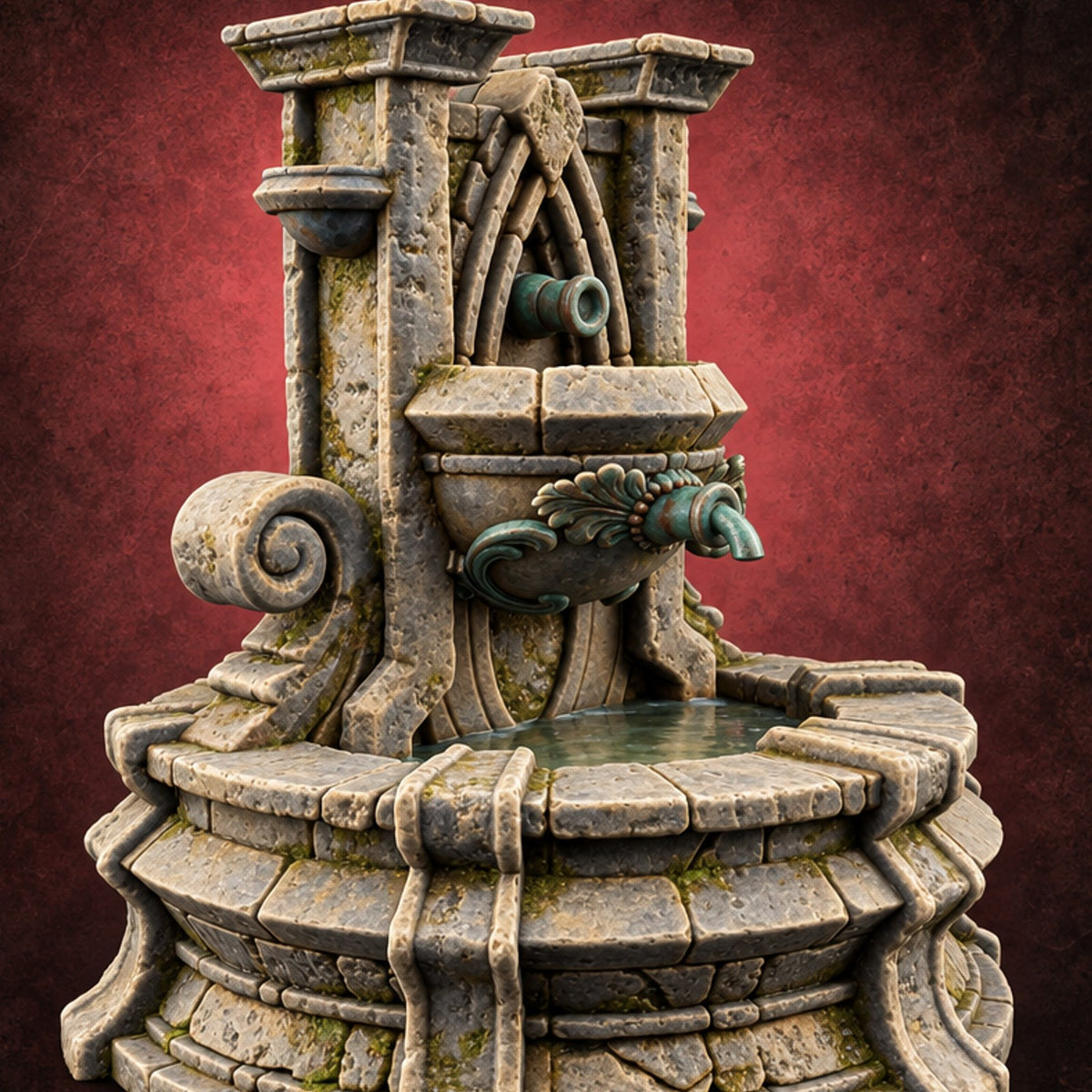 Drink Deep, Stone Is Patient Ornate Stone Fountain — painted concept preview (terrain supplied unpainted)