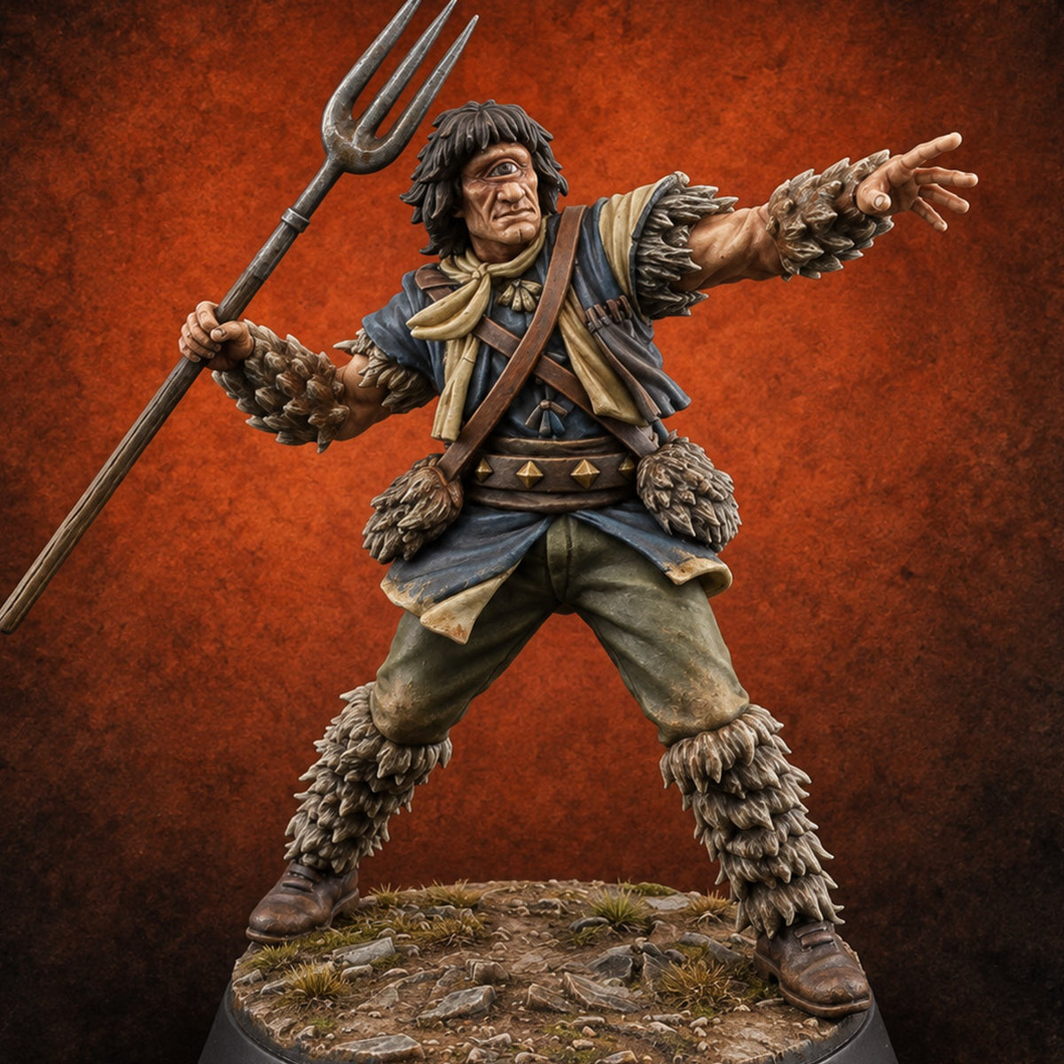 Three Tines, One Eye Cyclops Herdsman — painted concept preview (miniature supplied unpainted)