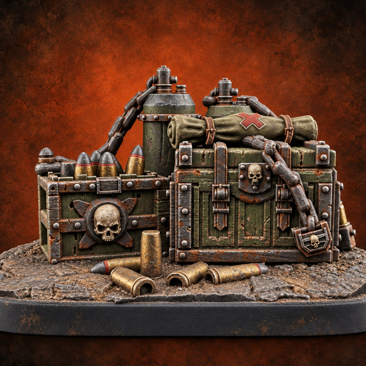 Everything Bolted Down Except Hope Industrial Battlefield Terrain Prop C — painted concept preview (terrain supplied unpainted)
