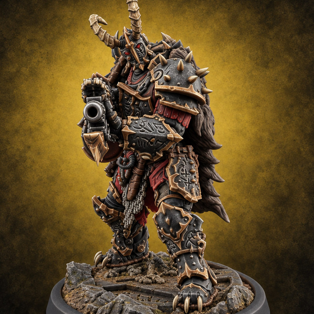 Dark Matter of Fact Human Spiked Armoured Warrior C — painted concept preview (miniature supplied unpainted)