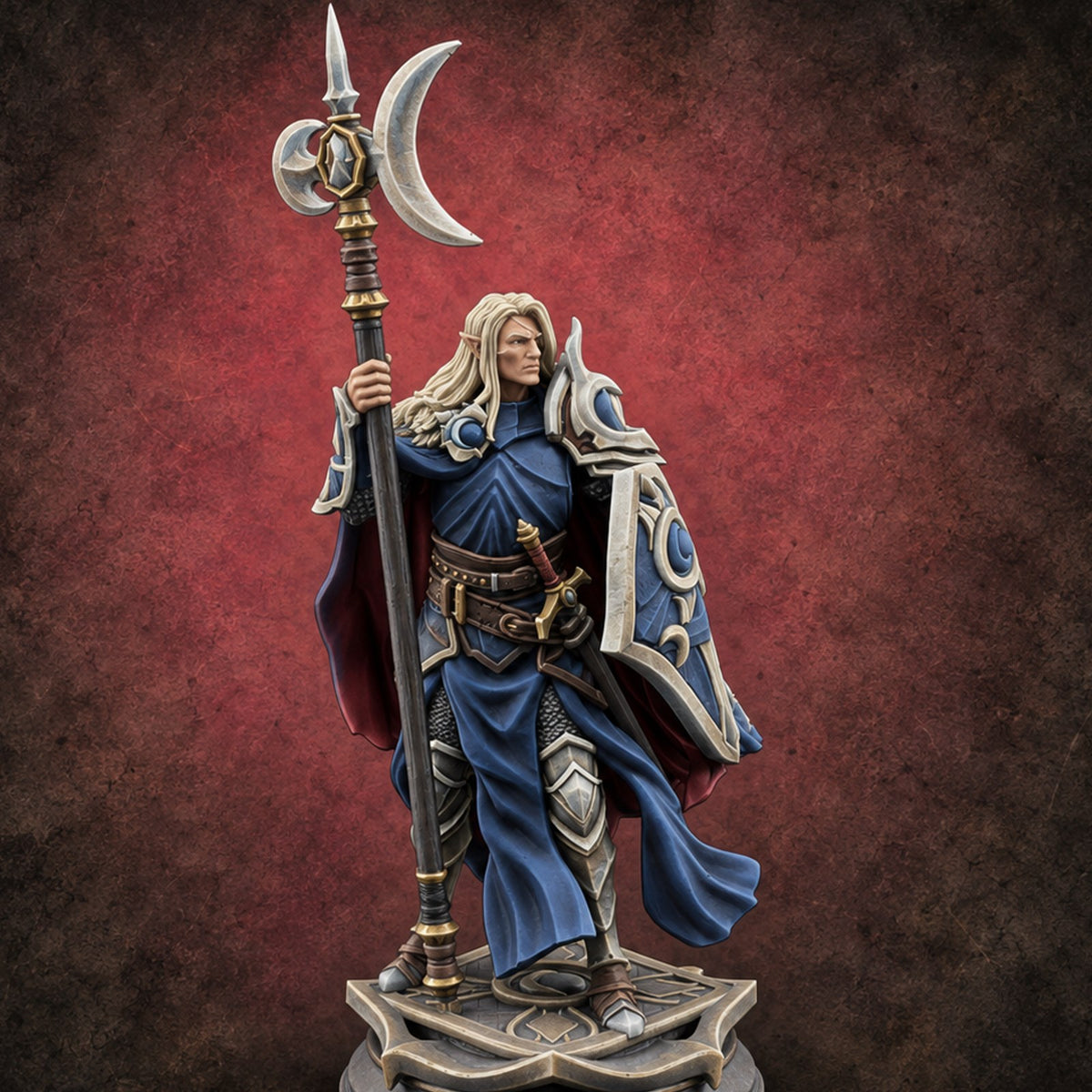 Between Two Crescents Elf Moon Knight — painted concept preview (miniature supplied unpainted)