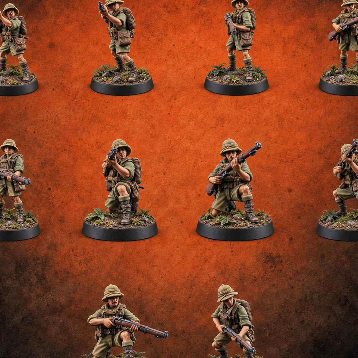 On Jungle Patrol Human Riflemen — painted concept preview (miniature supplied unpainted)
