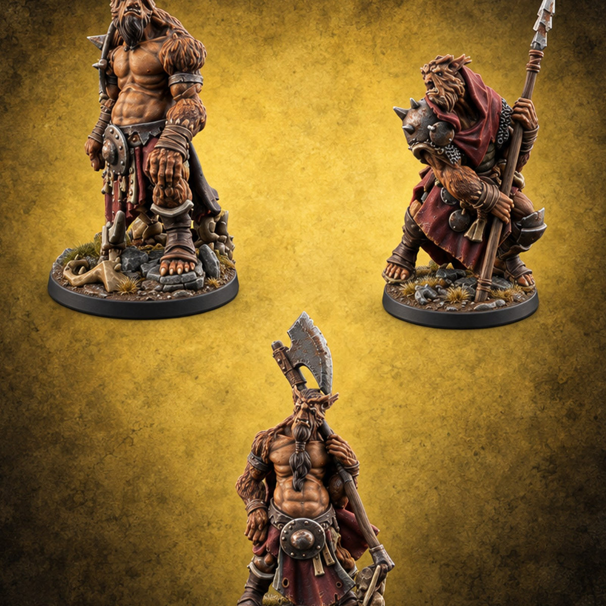 Heavy Hands Bugbear Warriors — painted concept preview (miniature supplied unpainted)