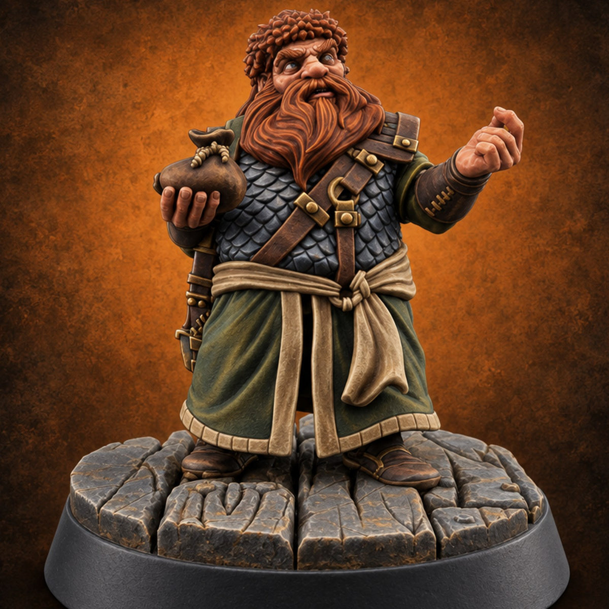 Counts Coins, Not Compliments Dwarf Customer — painted concept preview (miniature supplied unpainted)