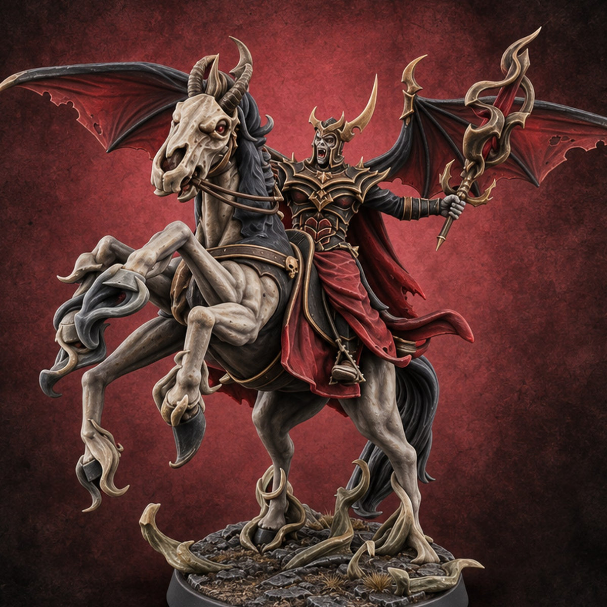 Wings Spread, Reins Held Loose Vampire Lord Rider — painted concept preview (miniature supplied unpainted)