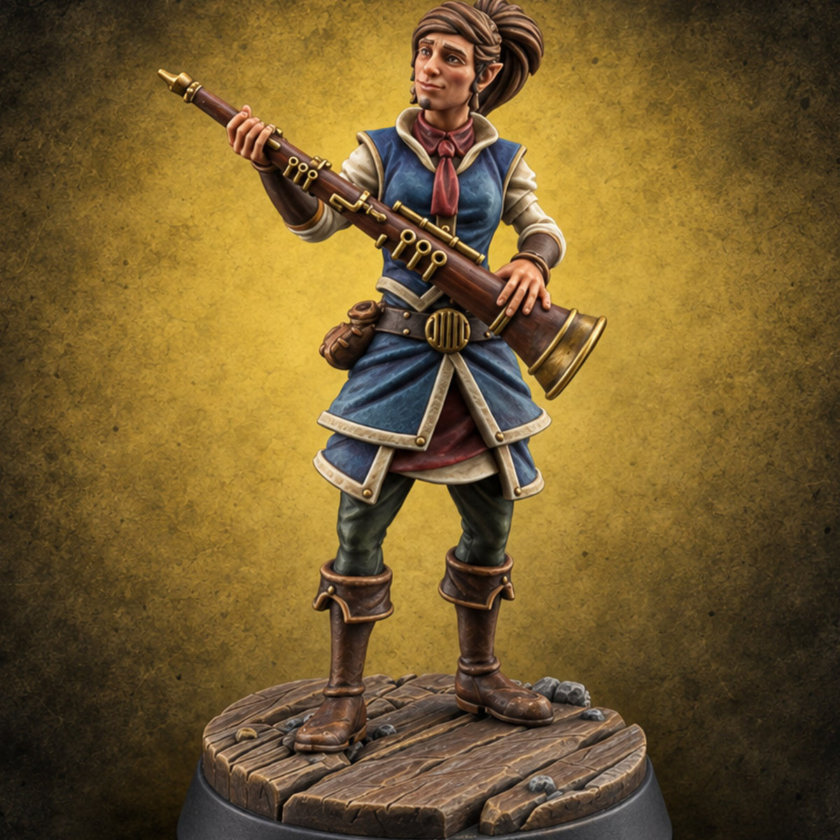 Sheet Music and Shop Floors Human Music Vendor B — painted concept preview (miniature supplied unpainted)