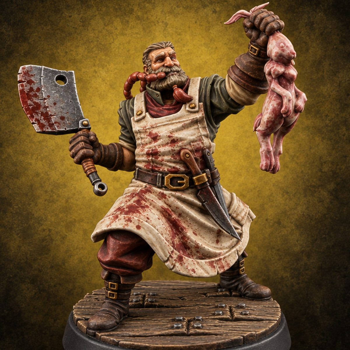 Sausage Links, Sharp Grin Human Butcher — painted concept preview (miniature supplied unpainted)