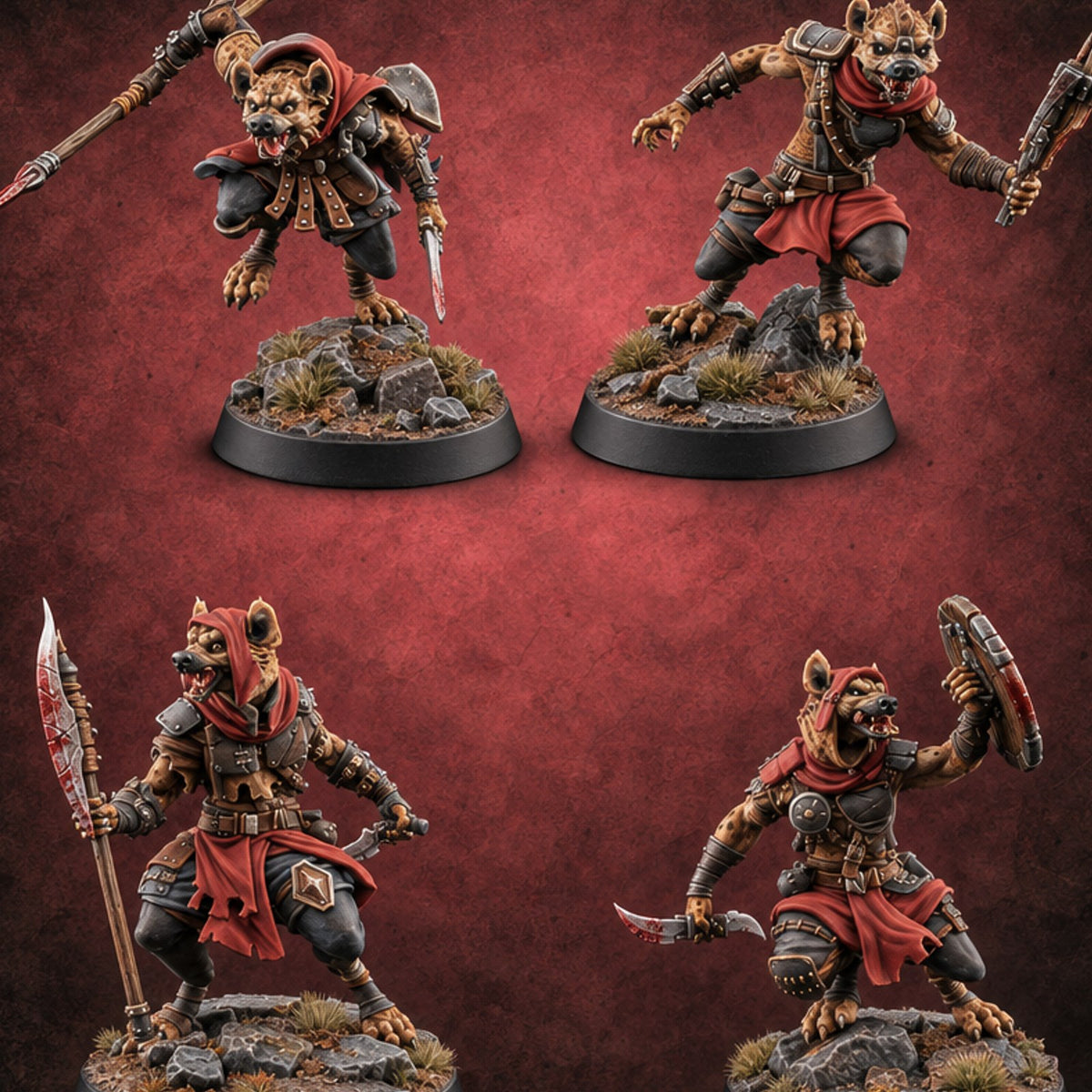 Hunting Pack Fans Out Gnoll Warriors — painted concept preview (miniature supplied unpainted)
