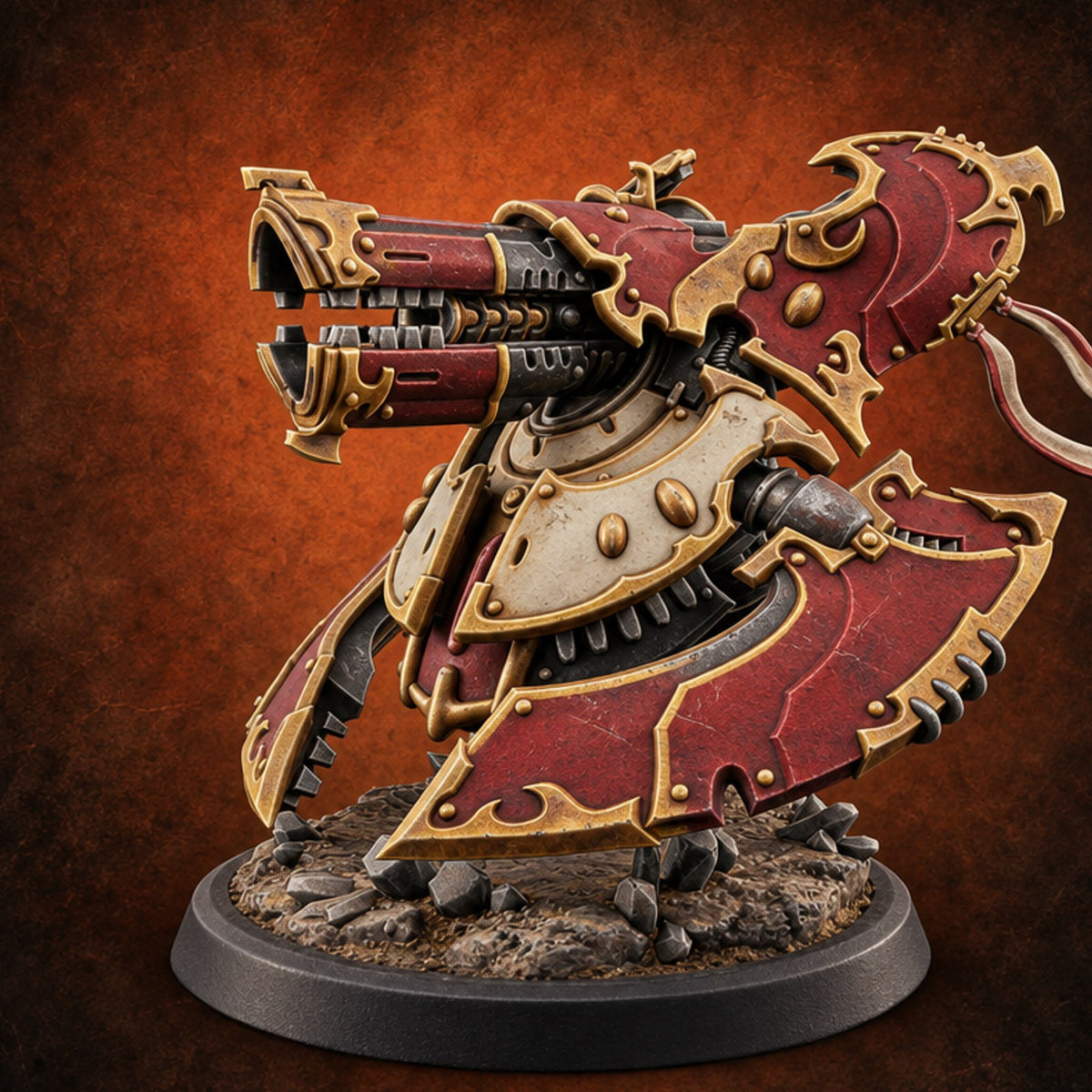 Aristocratic Overkill Animated Object Dragon Cannon — painted concept preview (miniature supplied unpainted)